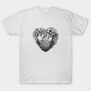 Foliage Heart Drawing Illustration T-Shirt